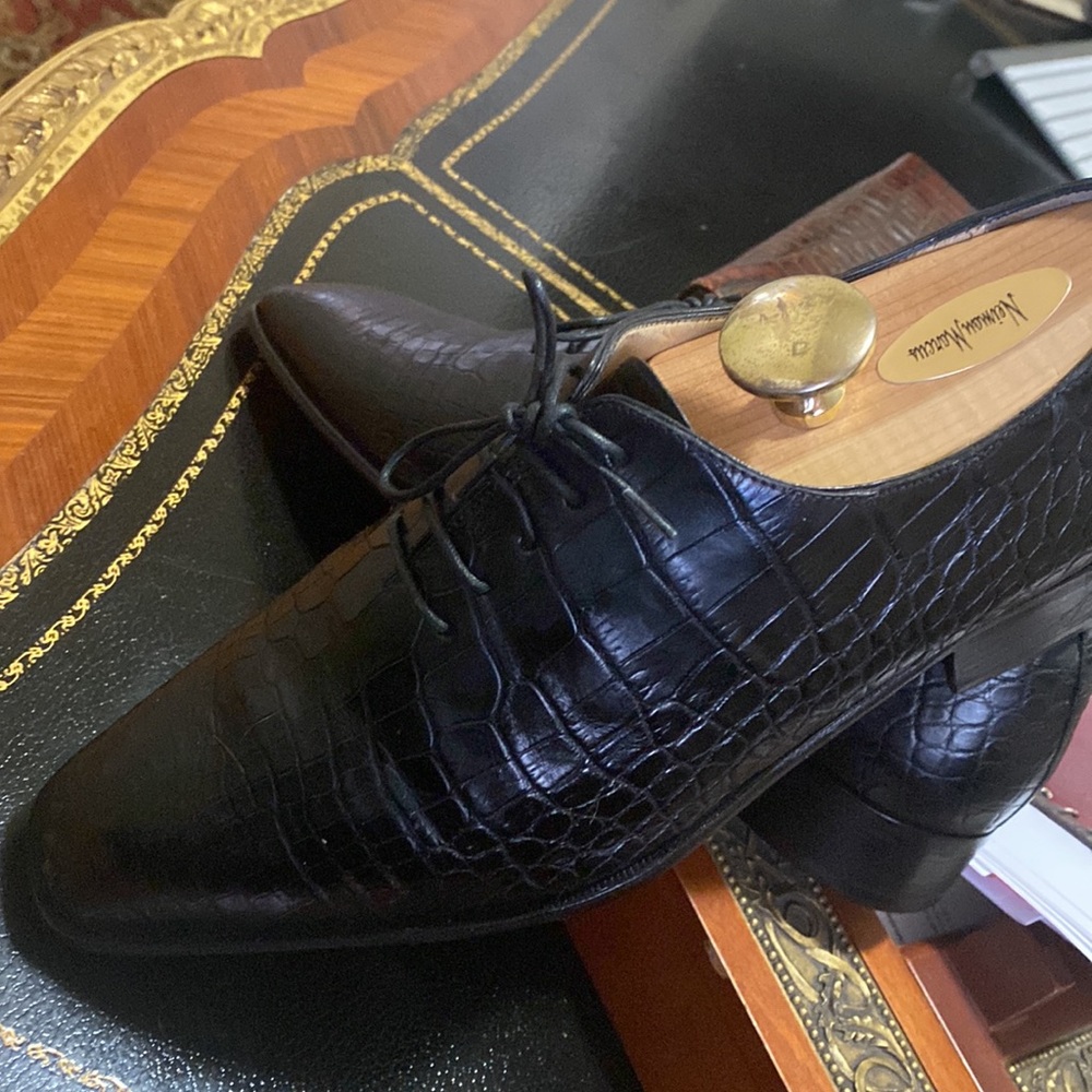 - Luxury ARTIOLI.  7k GENUINE Crocodile 🐊 Wholecut Oxford Dress Shoes
